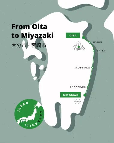 Train route from Oita to Miyazaki 