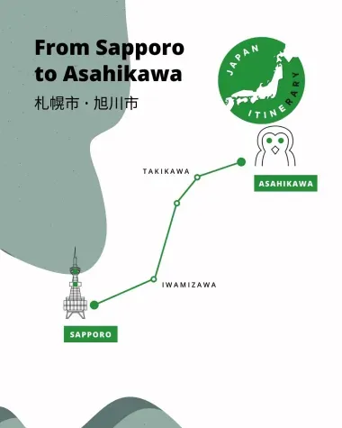 Train route from Sapporo to Asahikawa 