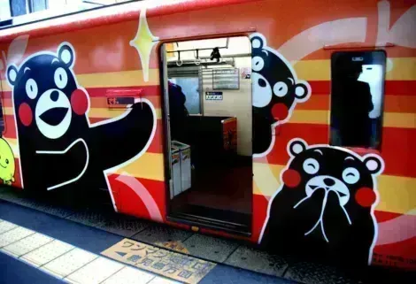 Kumamon themed train on the Orange Hisatsu Railway