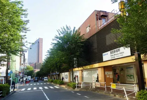 North entrance of Seibu Shinjuku Station with a view along Brick Street, Tokyo