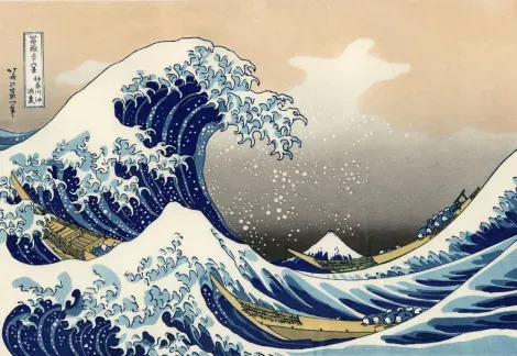 La célèbre Grande vague de Kanagawa de Hokusai Katsushika, issue des 36 bues du Mont Fuji, est l'illustration parfaite de l’ukiyo-e, ou l'image d’un monde éphémère et flottant.