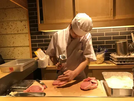 Préparation du tonkatsu