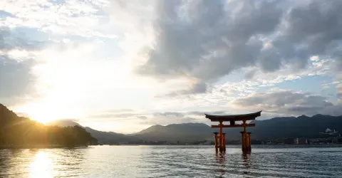 The torii of Itsukushima shrine on Miyajima island